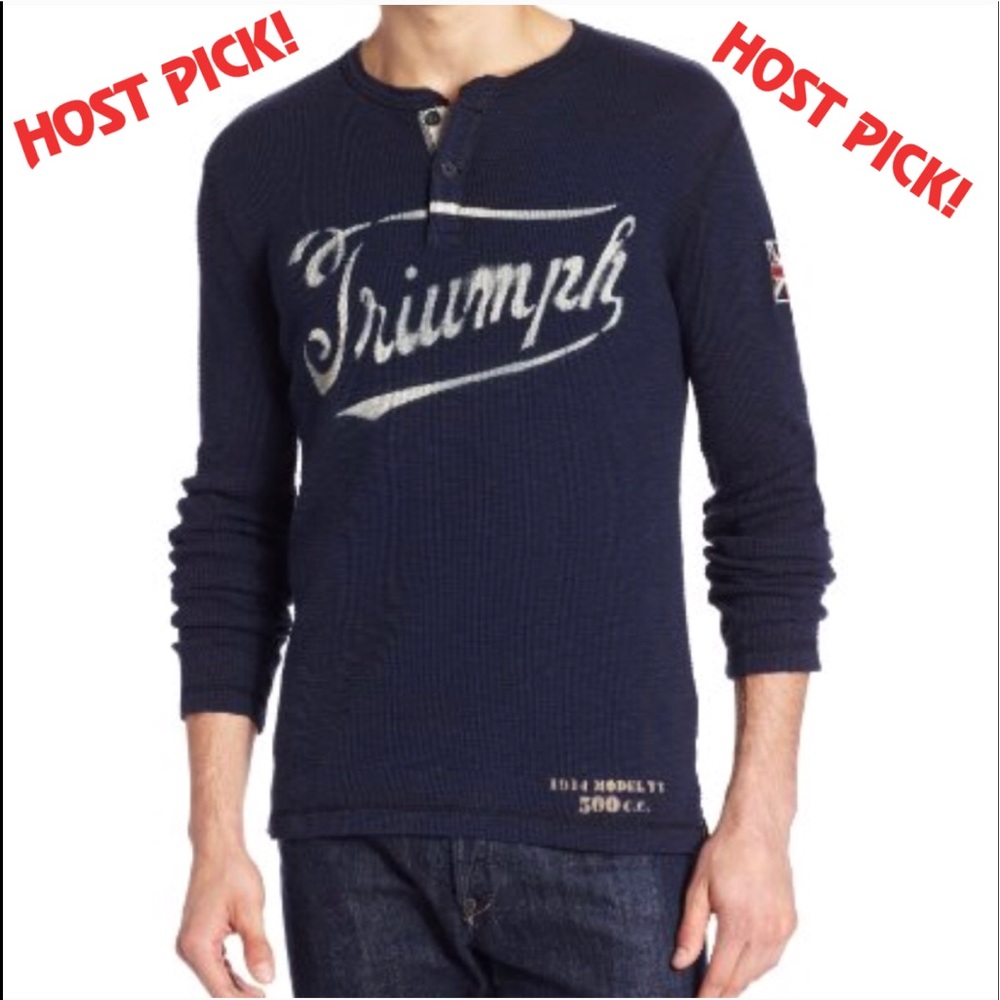 ⬇️Lucky Brand Triumph Motorcycle Henley Shirt XL